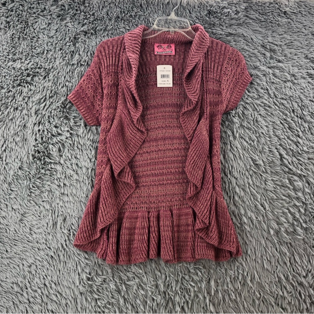 Sweet & Sinful Cardigan Womens XL NWT Open Knit Waterfall Sweater Cardigan